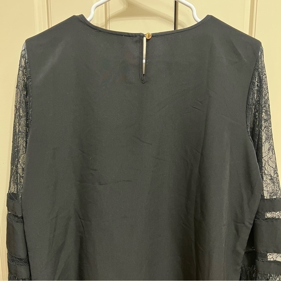 Calvin Klein Black Long Sleeve Lace Blouse Size Medium - Picture 9 of 11